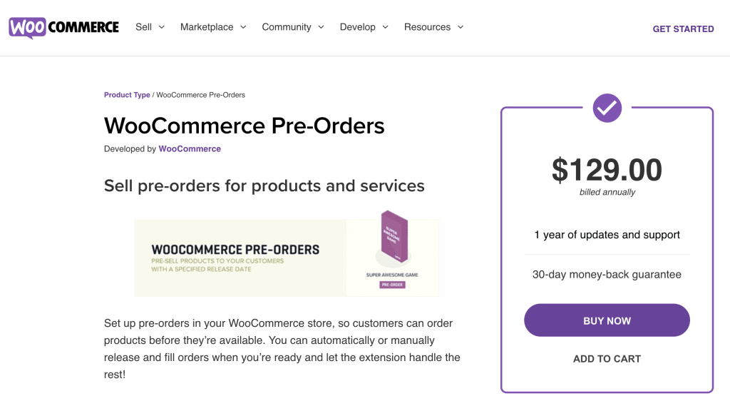WooCommerce Pre-Order Plugin Homepage Screenshot