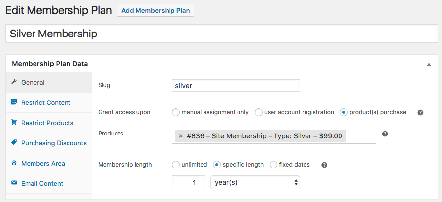 Edit Memberships - WooCommerce Memberships