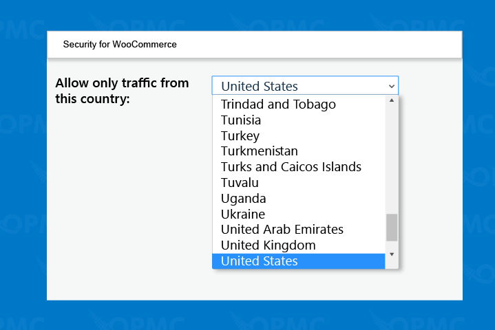 allow one country - security for WooCommerce