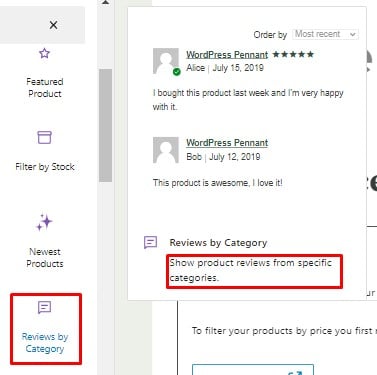 Review by category kadence blocks for woocommerce