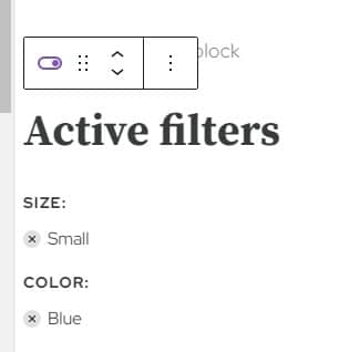 active filters kadence blocks for woocommerce