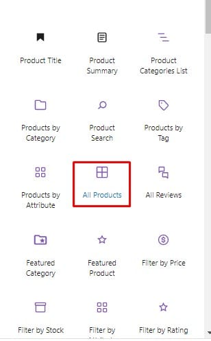 all products kadence blocks for woocommerce