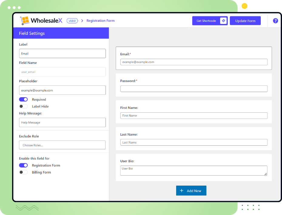 Registration form - wholesaleX